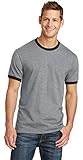 Port & Company PC54R 100% Cotton Ringer Tee - Athletic Heather/Jet Black - M