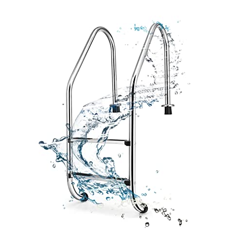 Escalera para piscina de acero inoxidable con peldaños antideslizantes miniatura 1