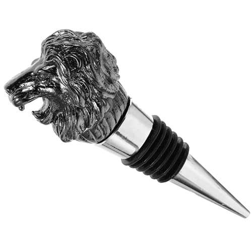 SEWACC Tappo per Bottiglie di Vino in Acciaio Inox e Silicone Tappo Decorativo Testa di Leone Nero Chiusura Ermetica per Conservazione Vino Regalo Originale