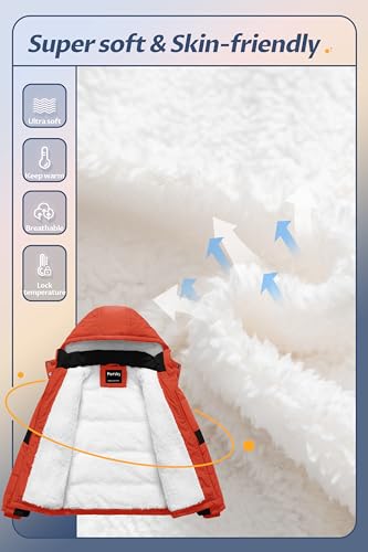 Pursky Boy's Warm Winter Coat Water Resistant Sherpa Outerwear Puffer Jackets With Removable Furry Hood3