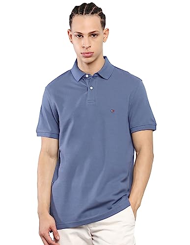 Image of Tommy Hilfiger Solid Regular fit Cotton Polo t-Shirt
