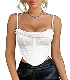 Arjungo Women's Vintage Satin Silk Cowl Neck Bustier Fish Boned Spaghetti Straps Cami Y2K Clubwear C