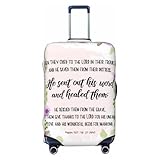 asbwuo Funda para Equipaje Salmos 107:19-21, Lavable y de Primera Calidad, con Cierre de Cremallera y Hebilla, Compatible con Maletas de Viaje de 18 a 32 Pulgadas (tamaño Mediano)