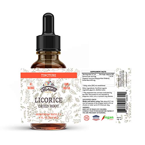 Licorice Tincture, Organic Licorice Extract (Glycyrrhiza Glabra) Dried Root, Herbal Supplement, Non-Gmo In Cold-Pressed Organic Vegetable Glycerin 4 Oz, 670 Mg #TOP1