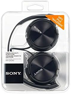 Sony MDRZX310 Foldable Headphones - Metallic Black & Amazon Basics 3.5mm Male to Female Stereo Audio Cable (3.6 m / 12 Feet)