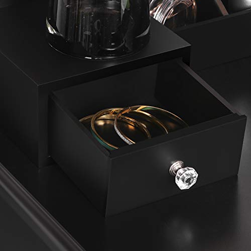 Bewishome Vanity Set With Lighted Mirror Dimming, Touch Screen Switch & Cushioned Stool Dressing Table Makeup Vanity Makeup Table 5 Drawers 2 Dividers Removable Organizers,Vanity Desk Black Fst07H #TOP5