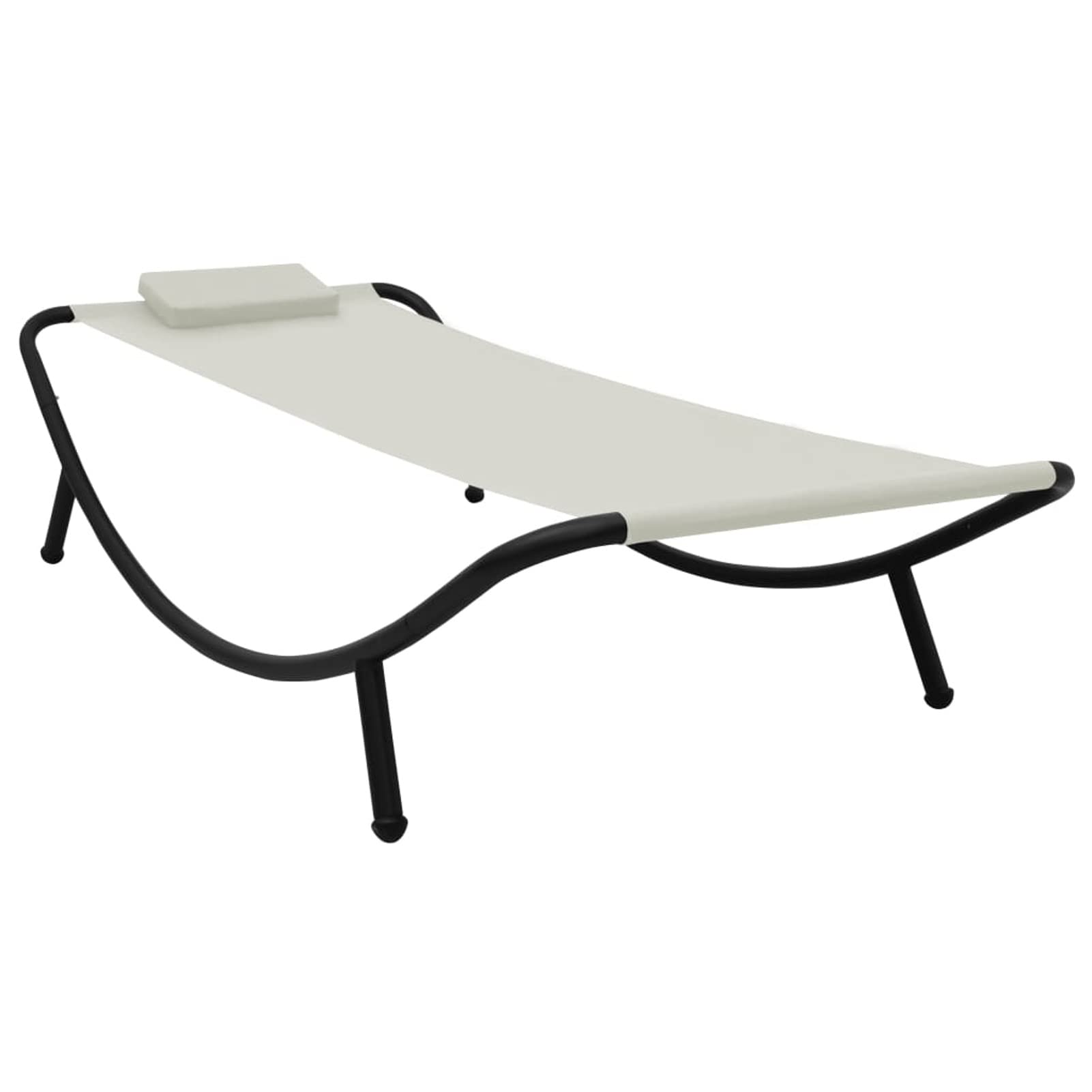 Homgoday Lit de Jardin crème 200x90 cm Acier, Bain de Soleil de Jardin, Lit de Camping pour Plage, Extérieur, Balcon, Terrasse A