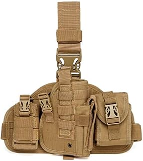 Gexgune Universal Adjustable Military Army Tactical Drop Leg Thigh Pistol Gun Holster Platform Panel with MOLLE Pouches Hunting Bag （6 Colors Optional）