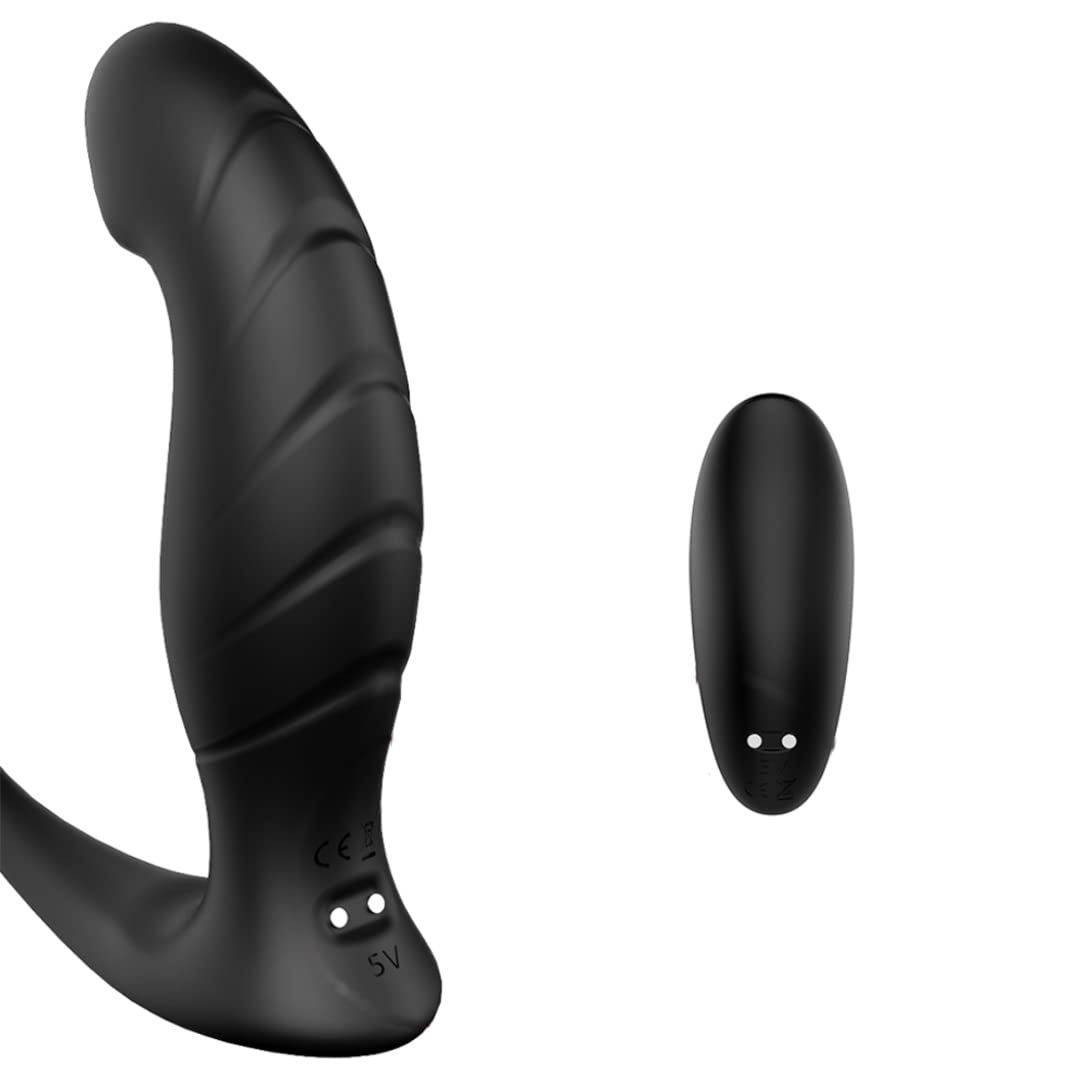 Stimolatore della prostata con due anelli del pene - 10 modalità di vibrazione, stimolatore in silicone ricaricabile USB, appositamente progettato per gli uomini