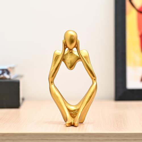 Image of ZAICUS Gold Abstract Thinker Statue - Modern Resin Sculpture for Home & Office Decor | Small Deep Thinker Figurine for Contemporary Interior Accent