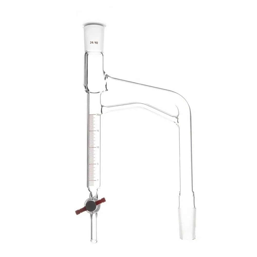 Graduierter Destillationsempfänger D46 aus Borosilikatglas, 10ml/20ml, Verbindung 24/40, PTFE/Glasventil(10mL Glass valve)