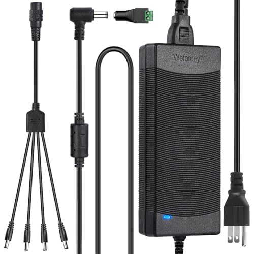 24V 6A 144W Power Supply Adapter 100-240V AC to DC Converter Transformer Whit 4-Way Power Splitter Cable for LED Strip Light LED Driver CCTV Security System - 6000mA Max