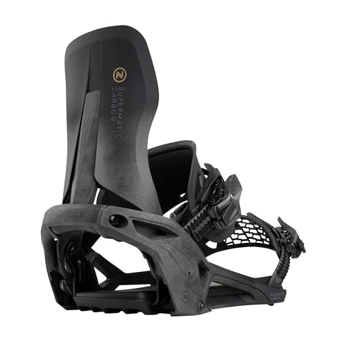 Nidecker Supermatic Snowboard First Universal, Dual-Entry, Automatic Binding - Comfortable and Reliable as a Regular Two-Strap Binding - Genuine Game Changer with its Drop in tech - L - Carbon