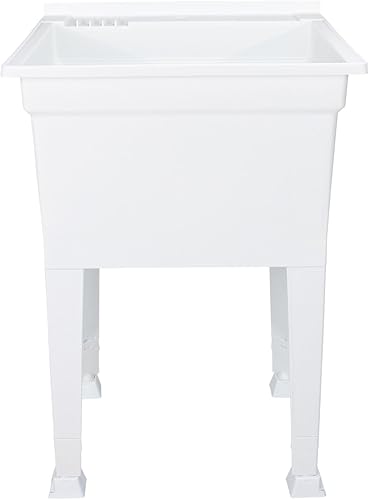 Vista 33 de Fregadero independiente para lavadero y garaje, 30 x 24 pulgadas, color blanco