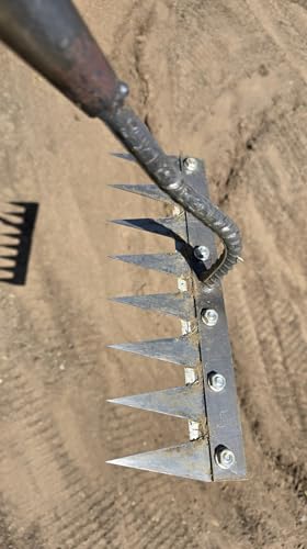 Image of MaxAgro Iron Weeding Rake (Large) 2.0, Iron Rake for Gardening and Weedings, Heavy Duty Gardening Hand Weed Puller Tools, 8 Teeth Carbon Steel Garden Weedings Rakes for Lawn Care