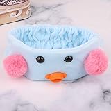 Material: Stoff CFADAI Gesicht Waschen Stirnband Haarbänder,Haarband Haarzusätze Blau Niedlichen Cartoon Ente Haarband Haare Waschen Stirnband Haarzusätze Plüsch Reinigung Breite Seite Haarband Führstrick