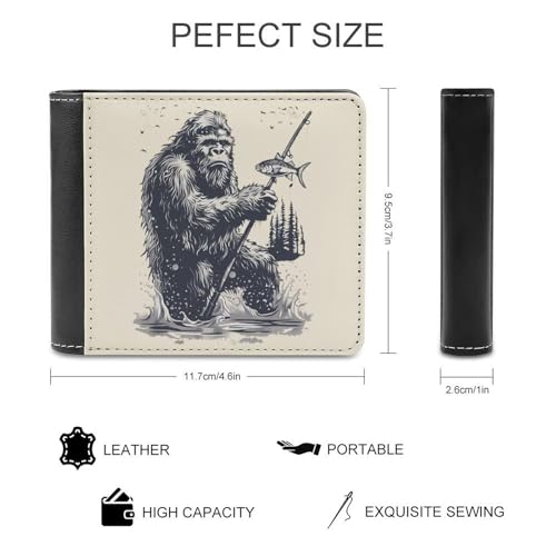 Bigfoot Fishing Mens Bifold Wallet RFID Blocking Slim Wallet with Multiple Card Slots Custom Gifts2