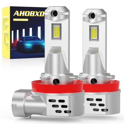 Image of AHOBXD H11 LED Bulbs, H8 H9 H16 Bulbs Upgraded 900% Brightness Super Bright with Fan Cooling 60000LM 1:1 Halogen Mini Size 80000Hrs Lifespans Fog Lights Pack of 2