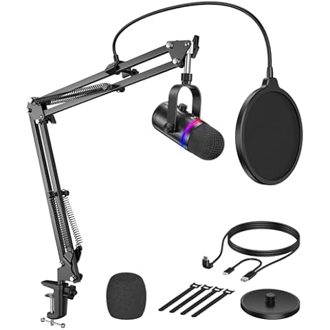 TECURS Microphone RGB avec Bras Cover