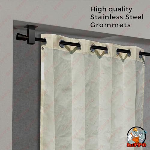 Image of HIPPO Heavy Duty Waterproof Outdoor Curtain 260 GSM - HDPE Coated Light Filtering Curtain for Lawn, Garden, Patio, Balcony & Hotel Outdoor Areas (4 Feet X 9 Feet, 2IN1 Ivory-Glow, 2 PC)