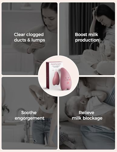 Image of Momcozy A1Pro Lactation Massager, Deep Vibration & Rapid Heating for Clog Relief & Efficient Pumping, Breastfeeding Essentials with Memory Function & Fast Charging, for Postpartum Mom,Red, 2pc