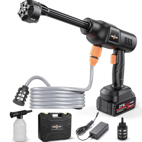 OMGEXTRD Cordless Pressure Washer, 900PSI Portable Power Washer with 3.0Ah Battery, 1.8Max GPM Cordless Power Washer Battery Operated with 6-in-1 Nozzle, Foam Pot, 16ft Hose, suit for Car/Floor/Garden