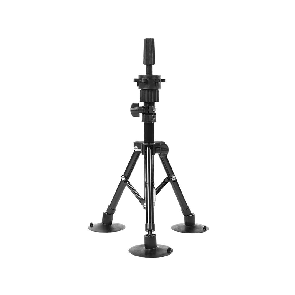 Tiiyee Black Mannequin Tripod, Adjustable Wig Head Stand Wig Display Bracket With Suction Cups False Head Mold Stand Non Slip Base Support Frame For Cosmetology Hairdressing Training