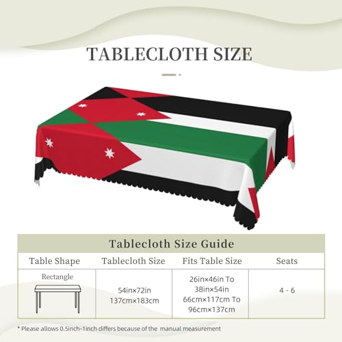 Nappe rectangulaire drapeau jordanien EdWal 132x178 cm pour table de cuisine