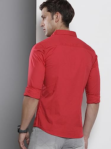 Image of The Indian Garage Co Men Slim Fit Solid Full Sleeves Cutaway Collar Casual Shirt