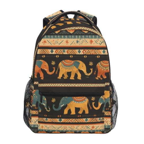 Cartable à dos écolier motif éléphant orange noir pour filles et garçons