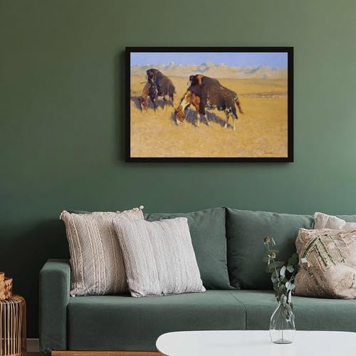 Poster indiens simulant le buffle par Frederic Remington toile 30x45cm