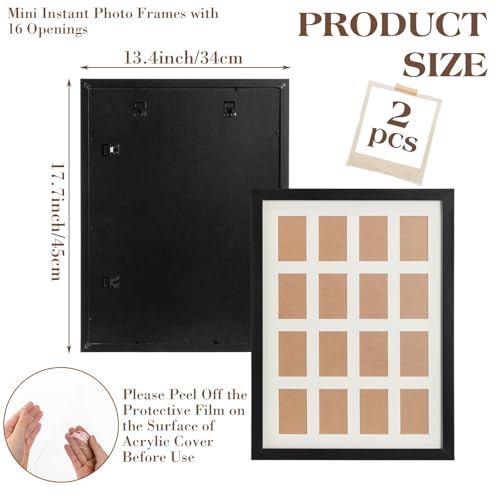 Image of Namalu 2 Pcs 2 x 3 Multi Pictures Frame Collage Wall Decor with 16 Openings Black Wood Mini Film Photo Wall Frames for Display Wedding Decoration, 17.7 x 13.4 Inches