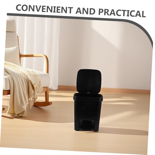 Bote de basura plástico con tapa y pedal 10L negro miniatura 3