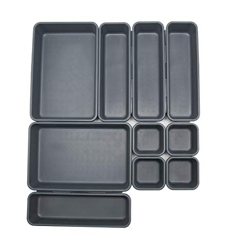 Backerysupply Interlocking Desk Drawer Organizer Separators for Office,Bathroom, Kitchen, Makeup (Set of 10)