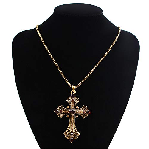 QTMY Diamond Cross Pendant Long Necklace for Women Jewelry