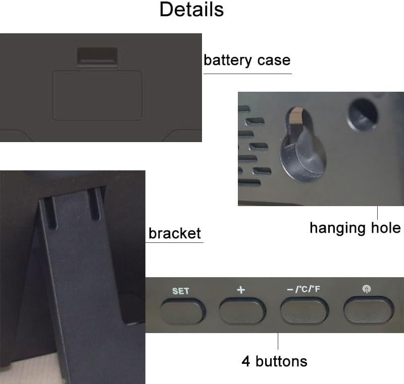 Digital Clock with LCD Display,Wall Clock Desk Clocks Battery Operated with Weather,Day of Week,Temperature Humidity,12/24Hr,Weather Forecast