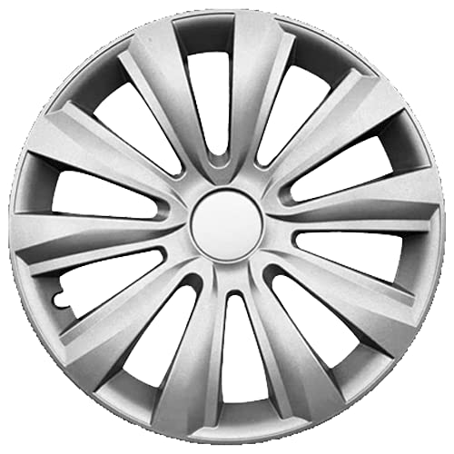 Hongu Copricerchi Borchie Coppa Ruote 4 Racing da 15 Pollici Argento Auto Machina copriruota Avalon