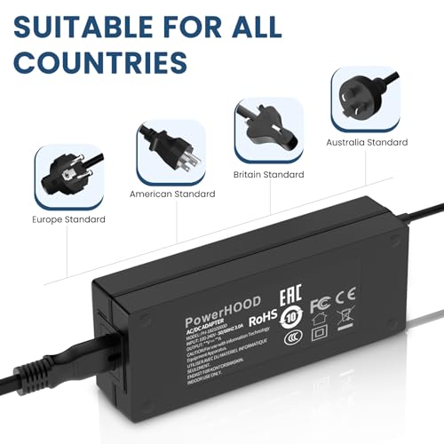 PowerHOOD 12V AC/DC Adapter Compatible with Pioneer DJ DDJ-FLX10 DDJFLX10 4-Channel Performance DJ Controller 12VDC DC12V 12.0V Power Supply Cord Charger PSU Mains