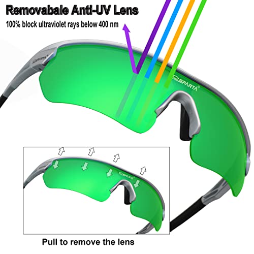 OUTDOORSPARTA Sports Sunglasses(6. Silver Black Frame, Full Lens Green), 6. Silver Black Frame, Full Lens Mirorred Green - Image 3