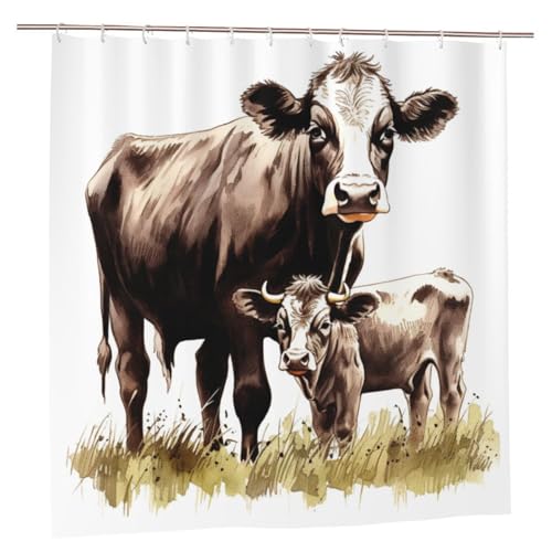 Rideau de douche imperméable vache avec 12 anneaux robustes 182 cm - 2
