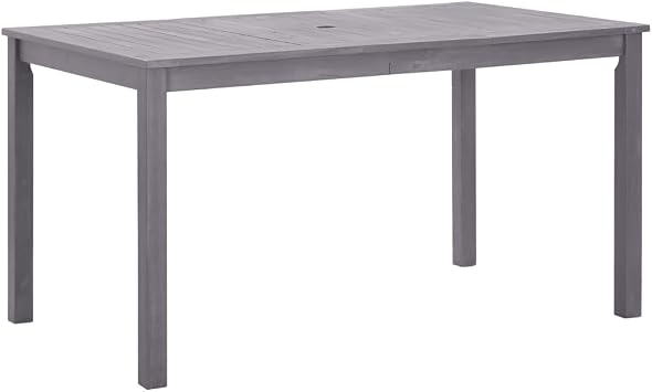 Patio Table Gray Wash 55.1"x31.5"x29.1" Solid Acacia Wood - Outdoor Garden Table - Garden Table for Dining and Entertaining