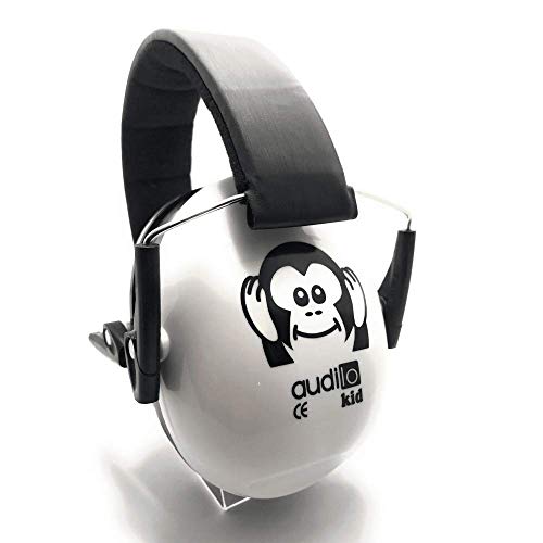 Audilo kid Casque Anti-bruit Enfant noir et blanc Pliable Réglable avec Sac Transport, Casques Antibruit et Protection Auditive de Réduction du Bruit pour Concert/Feu d'Artifice, SNR 29dB