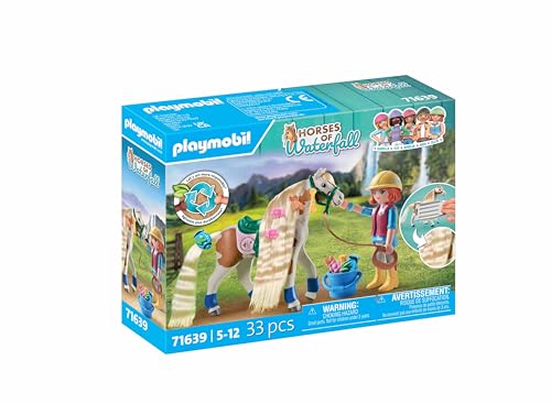 Playmobil 71639 Ellie avec Cheval - Horses of Waterfall - Comprenant des Accessoires créatifs pour Le Cheval et Deux Bracelets en Silicone - Dès 5 Ans