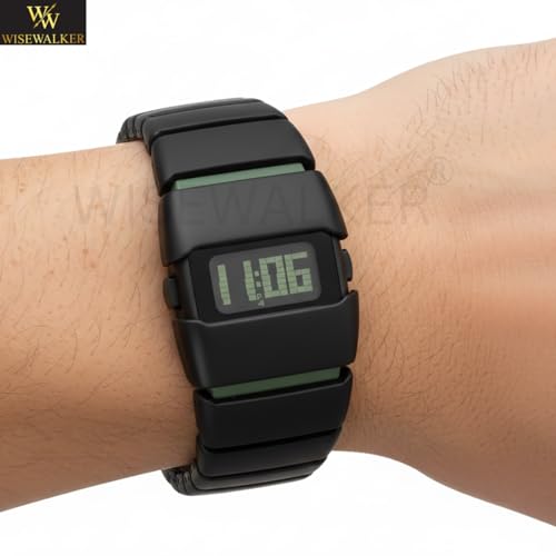 Image of WiseWalker Unisex GenZ Luxury Style Digital Gold Watch Unique Band with LED Display Digital Watch | Retro Digital LED Watch Black Display Screen Modern Fashion Timepiece | Wristwatch For Men and Women