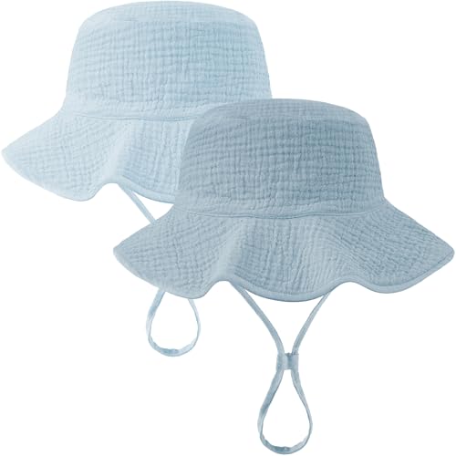 Image of Muslin Baby Sun Hat Sun Protection Baby Toddler Bucket Hats for Boys Girls
