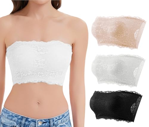 Soutien-gorge bandeau sans armatures confortable en dentelle extensible