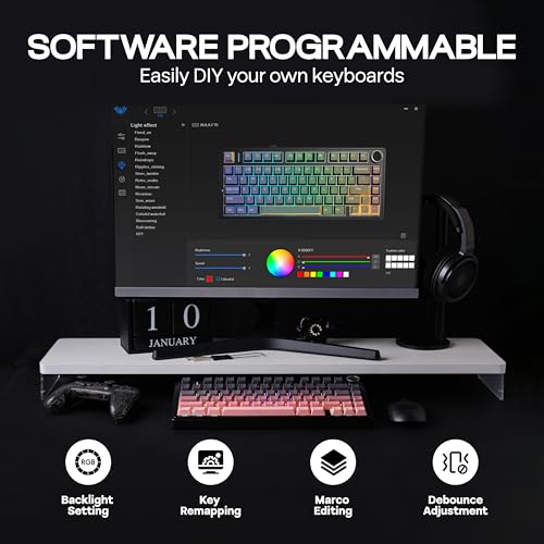 Image of MechLands Aula F75 PRO 75% Wireless Gaming Keyboard, Gasket Mechanical Custom Keyboard with Five-Layer Padding, BT /2.4GHz /USB-C, Hot Swappable, Knob, RGB, Reaper Switches (Black Pink)