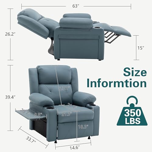 Sillón reclinable con calefacción y masaje azul miniatura 2