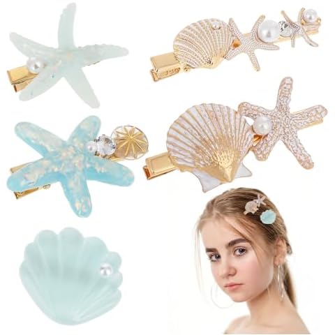 Dimeho 5 Pcs Starfish Hair Clip Set Cover