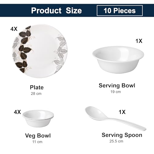 Image of Golden Fish 10 Pieces Dinner Set for Kitchen & Dining | 4 Full Plates, 4 Veg Bowls, 1 Donga & 1 Serving Spoon | Complete Family Serveware Set for Daily Use, Hosting & Gifting 23